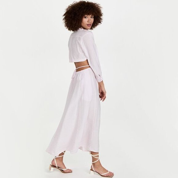 NWT Young Fabulous & Broke lilac collared cutout wrap front tie sun dress, M - Picture 3 of 16